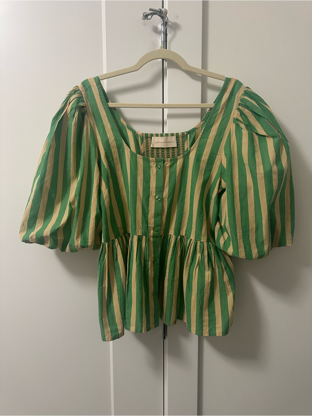 Loeffler Randall Jodie Top In Striped Green and Beige